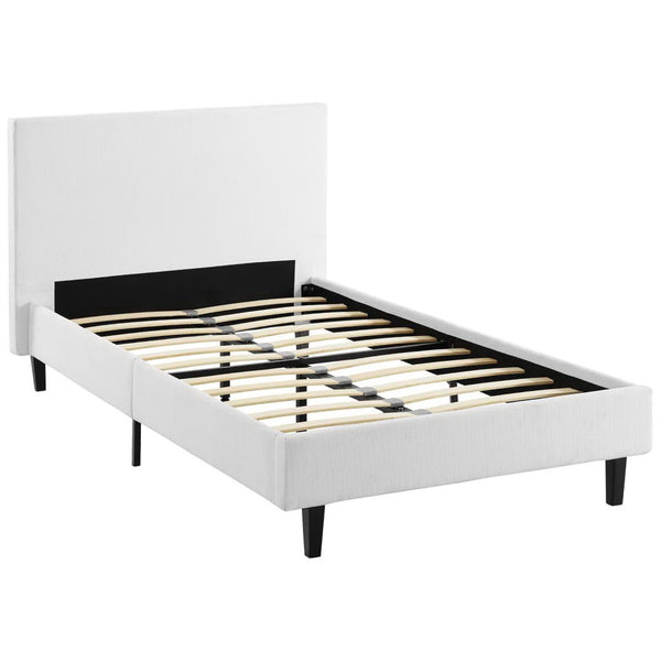 Modway Furniture Anya Platform Twin Bed by Modway - Modern Upholstered Design, Sturdy Support & Stylish Comfort MOD-5416-WHI