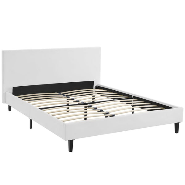 Modway Furniture Anya Full Bed - Modern Upholstered Platform with Slatted Support, Sturdy Construction & Chic Design MOD-5417-WHI