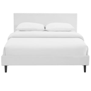 Modway Furniture Anya Full Bed - Modern Upholstered Platform with Slatted Support, Sturdy Construction & Chic Design MOD-5417-WHI