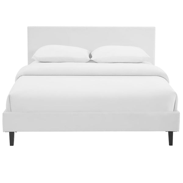 Modway Furniture Anya Full Bed - Modern Upholstered Platform with Slatted Support, Sturdy Construction & Chic Design MOD-5417-WHI