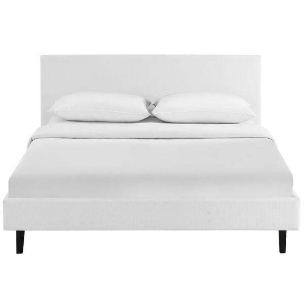 Modway Furniture Anya Fabric Full Bed by Modway - Modern Upholstered Design with Reinforced Support for Lasting Comfort White MOD-5418-WHI