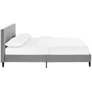 Modway Furniture Anya Platform Bed - Modern Mid-Century Design with Sturdy Construction and Luxurious Upholstery Light Gray MOD-5420-LGR
