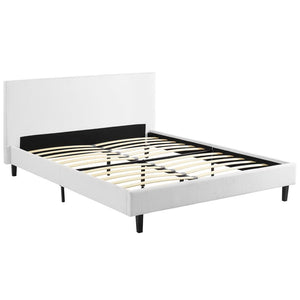 Modway Furniture Anya Platform Bed - Modern Mid-Century Design with Sturdy Construction and Luxurious Upholstery White MOD-5420-WHI