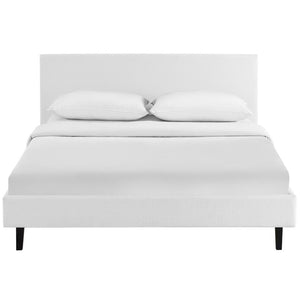 Modway Furniture Anya Platform Bed - Modern Mid-Century Design with Sturdy Construction and Luxurious Upholstery White MOD-5420-WHI