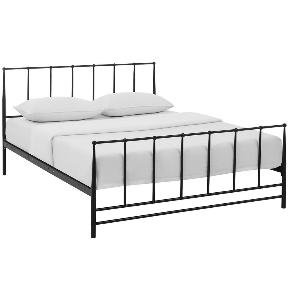 Modway Furniture Estate Queen Bed by Modway - Timeless Cottage Design, Durable Steel Frame, Supports All Mattress Types MOD-5482-BRN