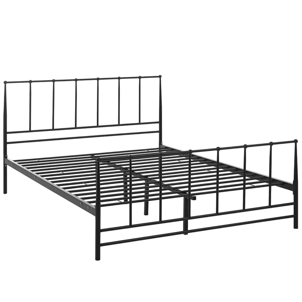 Modway Furniture Estate Queen Bed by Modway - Timeless Cottage Design, Durable Steel Frame, Supports All Mattress Types MOD-5482-BRN