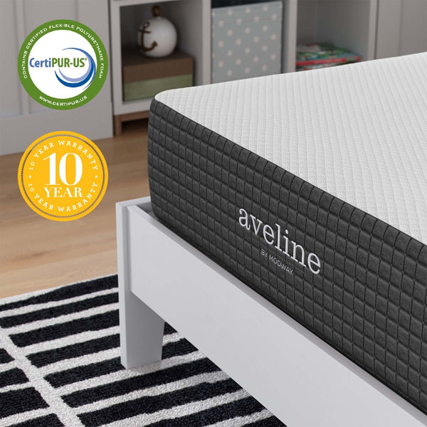 Modway Furniture Aveline 10" Twin Mattress - Gel-Infused Memory Foam for Cool Comfort, Pressure Relief & Easy Setup MOD-5487-WHI
