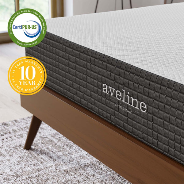 Modway Furniture Aveline 10" King Mattress - Gel-Infused Memory Foam for Cooling Comfort, Motion Isolation & Pressure Relief MOD-5489-WHI