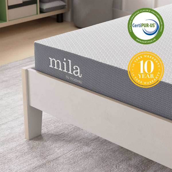 Modway Furniture Mila 6" Twin Mattress - Memory Foam Comfort for All Sleepers, Safe, Breathable, Easy Setup! MOD-5560-WHI