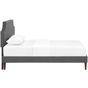 Modway Furniture Laura Twin Platform Bed - Mid-Century Modern Design with Upholstered Frame & Tapered Legs - Gray MOD-5596-GRY