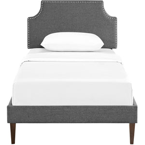 Modway Furniture Laura Twin Platform Bed - Mid-Century Modern Design with Upholstered Frame & Tapered Legs - Gray MOD-5596-GRY
