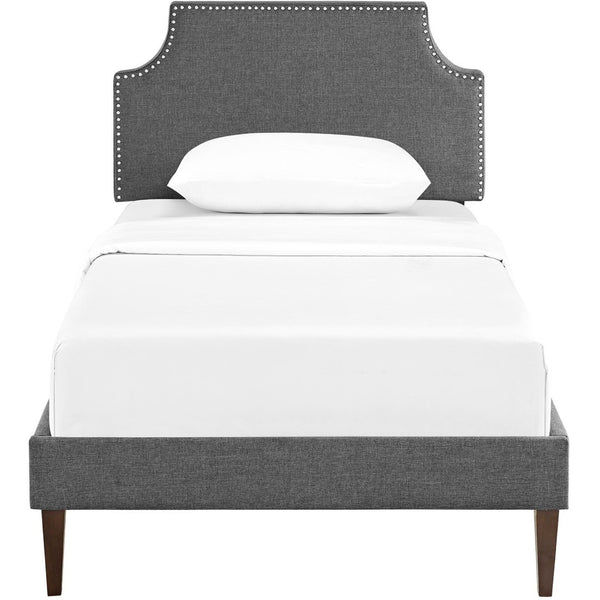 Modway Furniture Laura Twin Platform Bed - Mid-Century Modern Design with Upholstered Frame & Tapered Legs - Gray MOD-5596-GRY