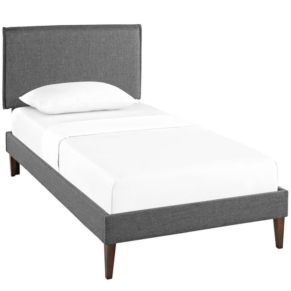 Modway Furniture Camille Fabric Twin Platform Bed - Stylish Mid-Century Modern Upholstered Design for Modern Spaces MOD-5598-GRY