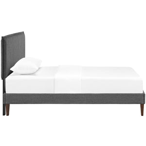 Modway Furniture Camille Fabric Twin Platform Bed - Stylish Mid-Century Modern Upholstered Design for Modern Spaces MOD-5598-GRY