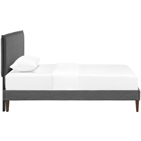 Modway Furniture Camille Fabric Twin Platform Bed - Stylish Mid-Century Modern Upholstered Design for Modern Spaces MOD-5598-GRY