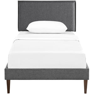 Modway Furniture Camille Fabric Twin Platform Bed - Stylish Mid-Century Modern Upholstered Design for Modern Spaces MOD-5598-GRY