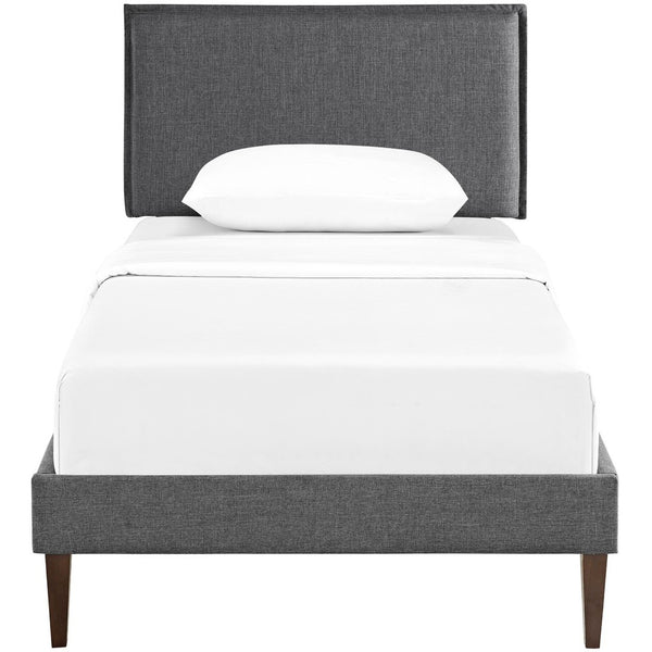 Modway Furniture Camille Fabric Twin Platform Bed - Stylish Mid-Century Modern Upholstered Design for Modern Spaces MOD-5598-GRY