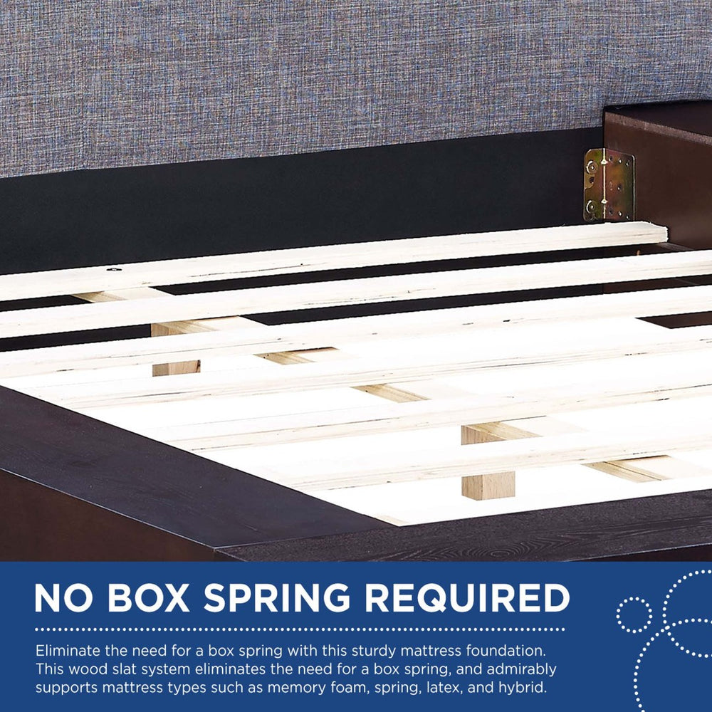 Modway Furniture Freja Fabric Queen Platform Bed - Modern Upholstered Design with Supportive Slats for Comfort & Style Cappuccino Gray MOD-5721-CAP-GRY-SET