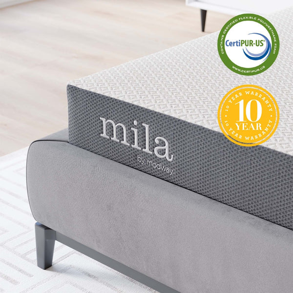 Modway Furniture Mila 6" Queen Mattress - Premium Memory Foam, Breathable Cover, CertiPUR-US Certified for Ultimate Comfort MOD-5735-WHI