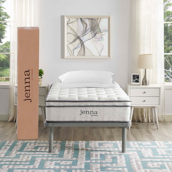 Modway Furniture Jenna 10" Hybrid Twin Mattress - Comfort Foam & Pocket Coils for Support, Cool Sleep, and Durability MOD-5768-WHI