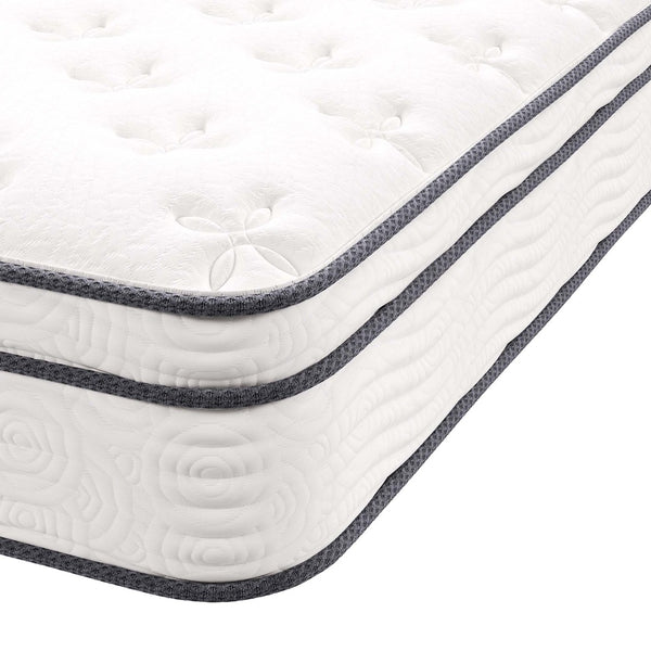 Modway Furniture Jenna 10" Hybrid Twin Mattress - Comfort Foam & Pocket Coils for Support, Cool Sleep, and Durability MOD-5768-WHI