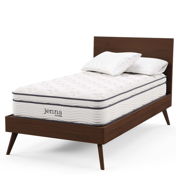 Modway Furniture Jenna 10" Hybrid Twin Mattress - Comfort Foam & Pocket Coils for Support, Cool Sleep, and Durability MOD-5768-WHI