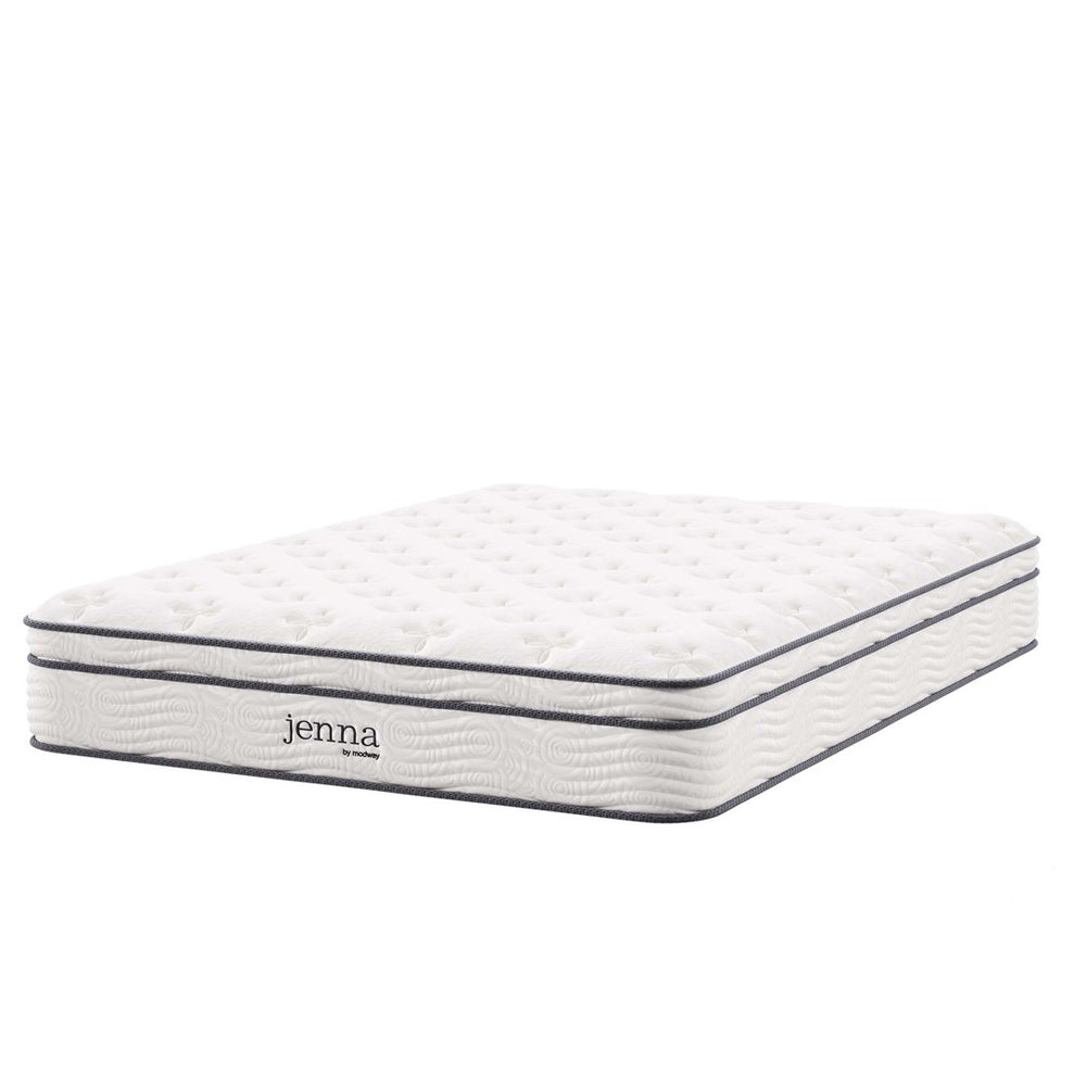 Modway Furniture Jenna 10" Hybrid Full Mattress - Supportive Innerspring Coils, Pressure Relief & Cooling Comfort MOD-5769-WHI