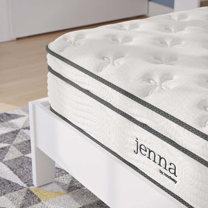 Modway Furniture Jenna 10" Hybrid Full Mattress - Supportive Innerspring Coils, Pressure Relief & Cooling Comfort MOD-5769-WHI