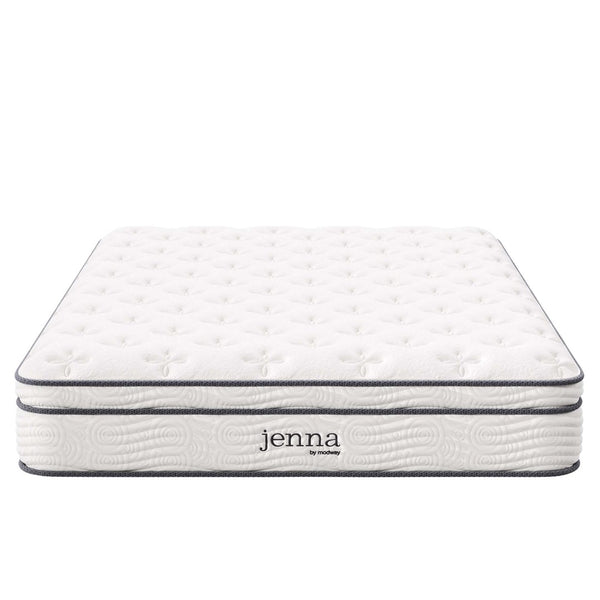 Modway Furniture Jenna 10" Hybrid Full Mattress - Supportive Innerspring Coils, Pressure Relief & Cooling Comfort MOD-5769-WHI