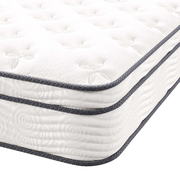 Modway Furniture Jenna 10" Hybrid Full Mattress - Supportive Innerspring Coils, Pressure Relief & Cooling Comfort MOD-5769-WHI