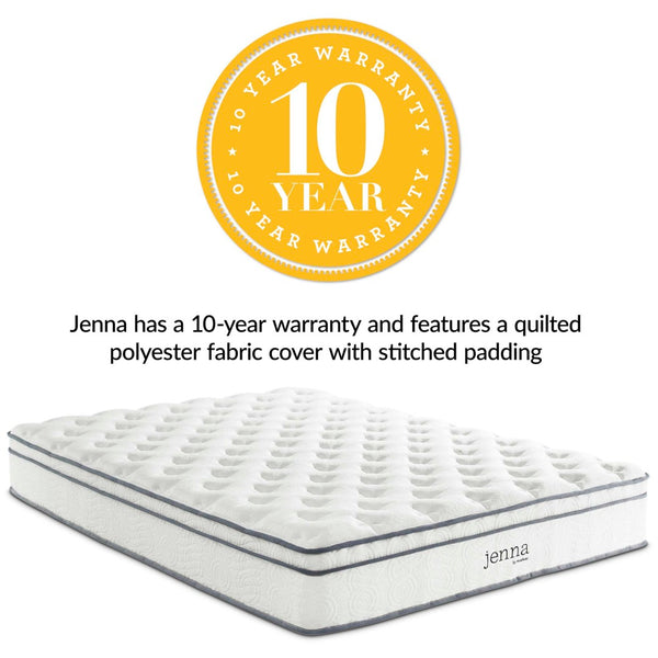 Modway Furniture Jenna 10" Queen Hybrid Mattress with Pocket Coils & Foam - Cool, Supportive Sleep for All Types MOD-5770-WHI