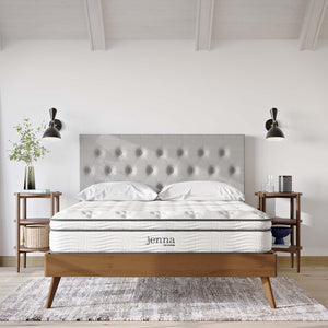 Modway Furniture Jenna 10" Queen Hybrid Mattress with Pocket Coils & Foam - Cool, Supportive Sleep for All Types MOD-5770-WHI