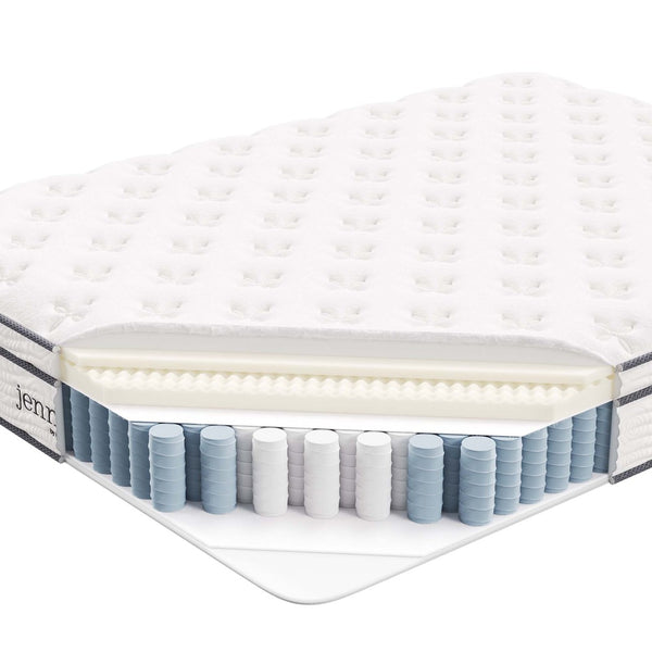 Modway Furniture Jenna 10" Queen Hybrid Mattress with Pocket Coils & Foam - Cool, Supportive Sleep for All Types MOD-5770-WHI
