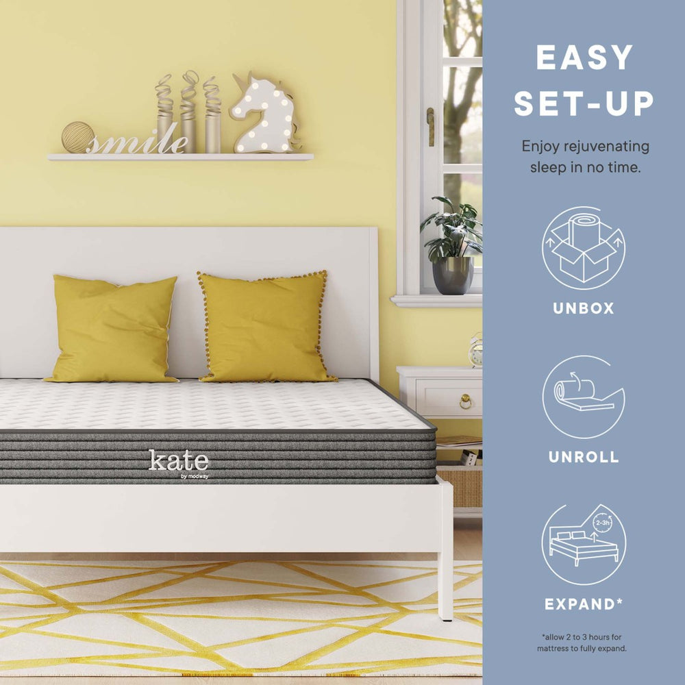Modway Furniture Kate 6" Full Mattress by Modway - Enhanced Comfort, Spring Support, and Easy Setup for Restful Sleep MOD-5773-WHI