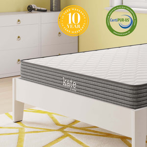 Modway Furniture Kate 6" Full Mattress by Modway - Enhanced Comfort, Spring Support, and Easy Setup for Restful Sleep MOD-5773-WHI