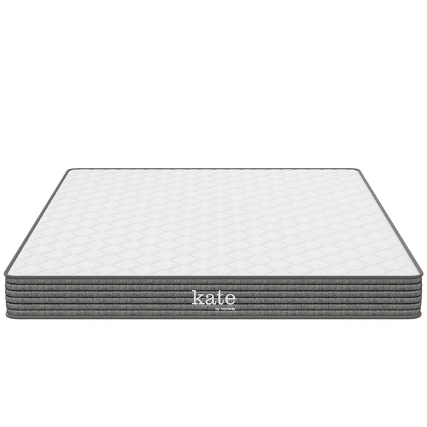 Modway Furniture Kate 6" Queen Mattress - Low-Profile Spring Support & Plush Comfort Layer for Restful Sleep Experience MOD-5774-WHI
