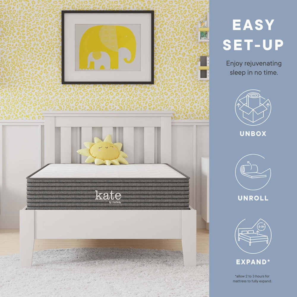Modway Furniture Kate 8" Twin Mattress by Modway - Premium Support & Comfort for Kids, Guests, or Compact Spaces MOD-5776-WHI