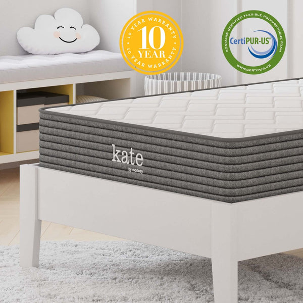 Modway Furniture Kate 8" Twin Mattress by Modway - Premium Support & Comfort for Kids, Guests, or Compact Spaces MOD-5776-WHI