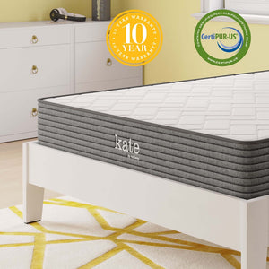 Modway Furniture Kate 8" Full Mattress by Modway - Pressure-Relieving Comfort, Durable Support & Easy Setup Included! MOD-5777-WHI