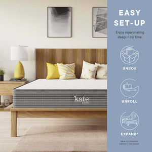 Modway Furniture Kate 8" King Mattress by Modway - Plush Comfort with Bonnell Spring Support for Restorative Sleep MOD-5779-WHI