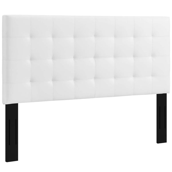 Modway Furniture Paisley Tufted Upholstered Faux Leather Headboard - Stylish King and California King Bed Accessory White MOD-5857-WHI