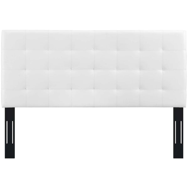Modway Furniture Paisley Tufted Upholstered Faux Leather Headboard - Stylish King and California King Bed Accessory White MOD-5857-WHI