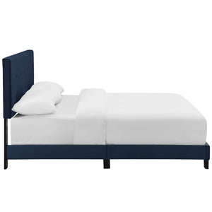 Modway Furniture Amira Performance Velvet Full Bed - Stylish Midnight Blue Upholstered Platform with Sturdy Support MOD-5859-MID