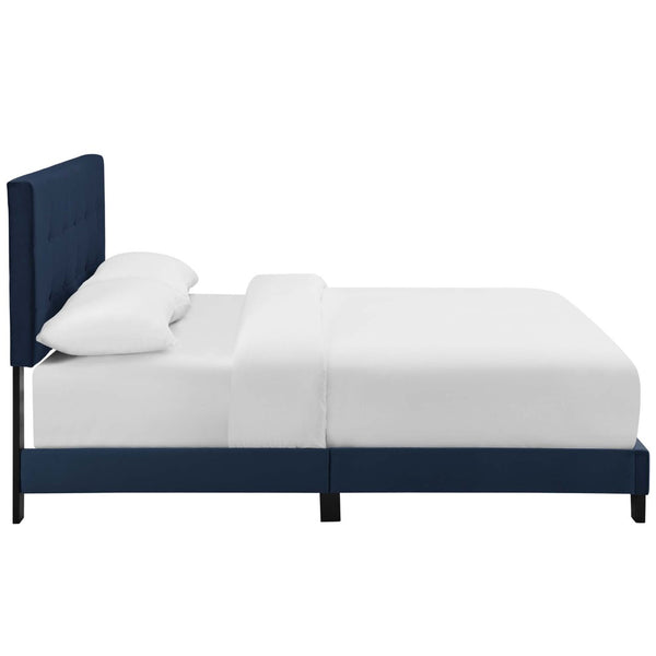 Modway Furniture Amira Performance Velvet Full Bed - Stylish Midnight Blue Upholstered Platform with Sturdy Support MOD-5859-MID