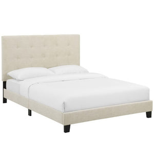 Modway Furniture Melanie Tufted Button Upholstered Fabric Full Platform Bed - Modern Design with Supportive Frame Beige MOD-5878-BEI