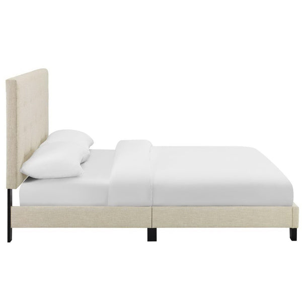 Modway Furniture Melanie Tufted Button Upholstered Fabric Full Platform Bed - Modern Design with Supportive Frame Beige MOD-5878-BEI
