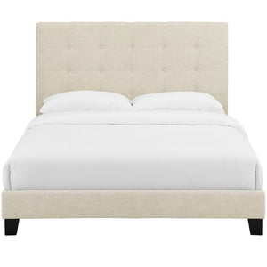 Modway Furniture Melanie Queen Platform Bed - Stylish Upholstered Design with Button Tufting and Durable Support System Beige MOD-5879-BEI