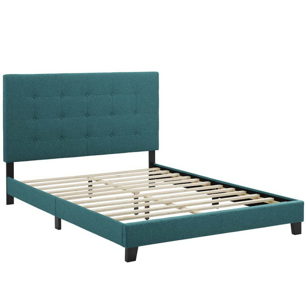 Modway Furniture Melanie Queen Platform Bed - Stylish Upholstered Design with Button Tufting and Durable Support System Teal MOD-5879-TEA