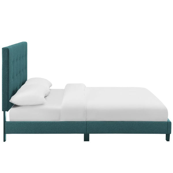 Modway Furniture Melanie Queen Platform Bed - Stylish Upholstered Design with Button Tufting and Durable Support System Teal MOD-5879-TEA