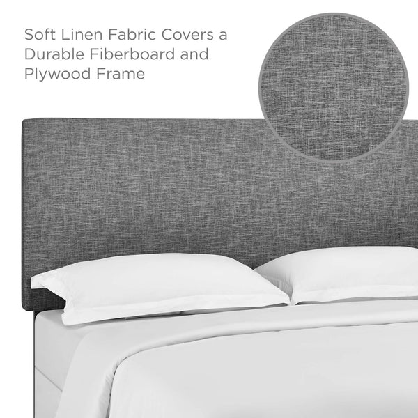 Modway Furniture Taylor Upholstered Linen Fabric Headboard for Full/Queen Beds - Stylish Comfort & Easy Assembly Light Gray MOD-5880-LGR